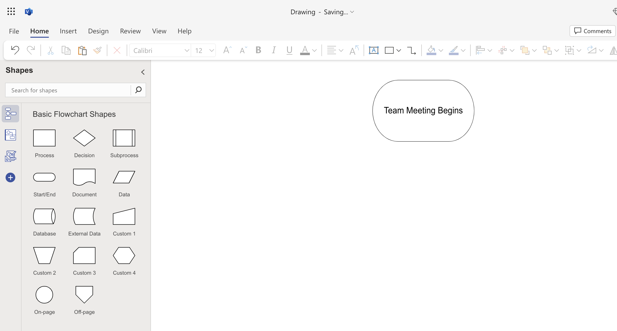 visio flowchart start oval with text label