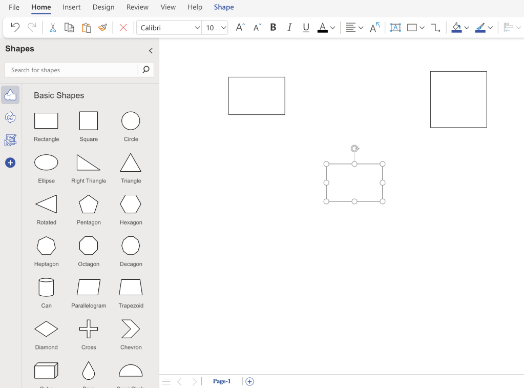 visio basic shapes panel