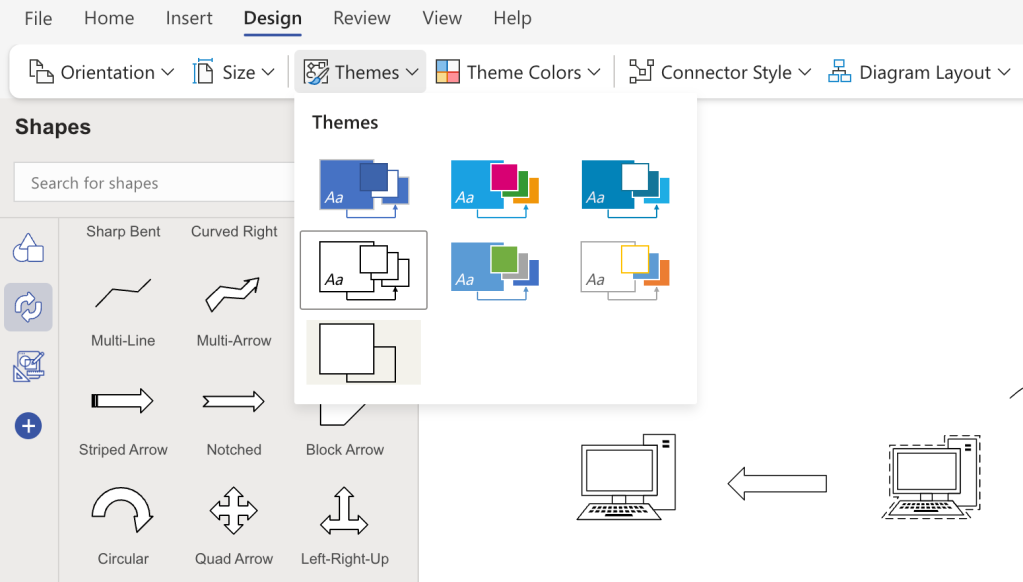 selecting a theme for a diagram