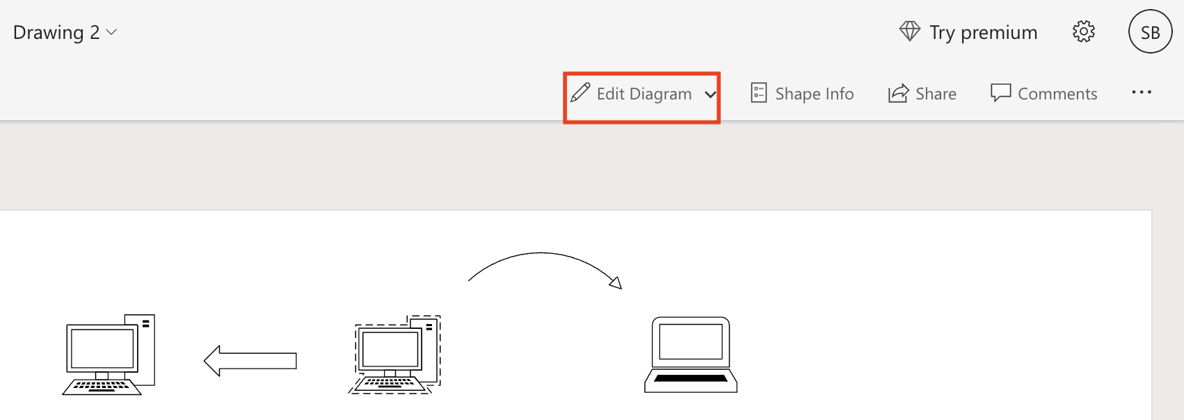 edit diagram button in visio