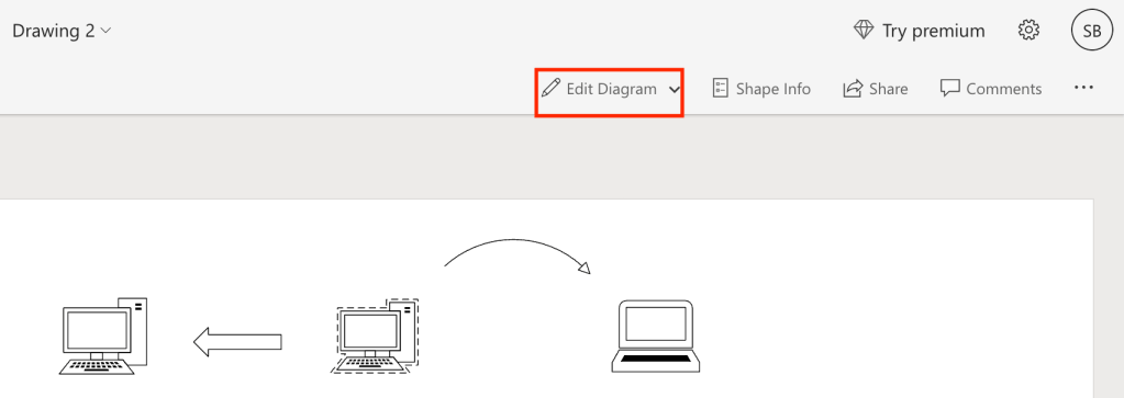 edit diagram button in visio