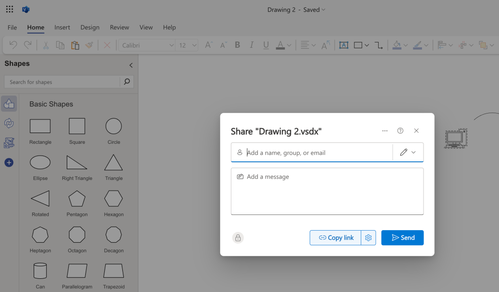 share pane for a visio diagram