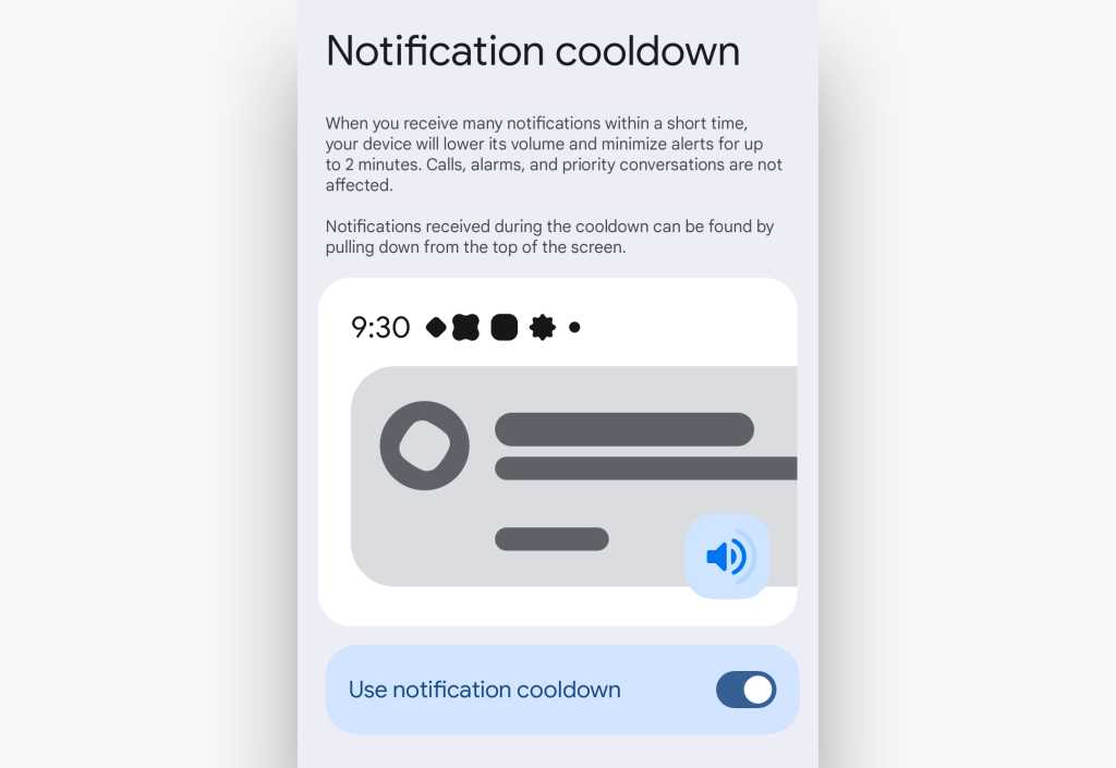 notification cooldown settings in android 15