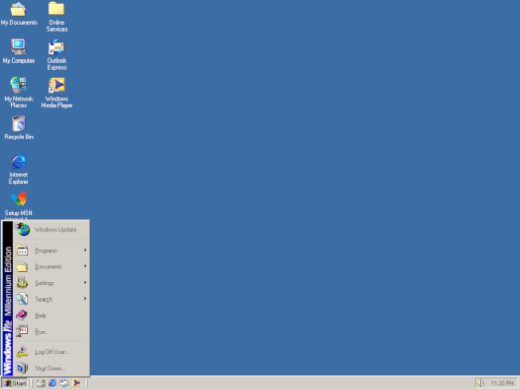 Windows ME main start