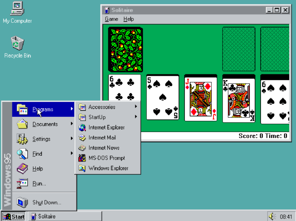 Windows 95 main solitaire