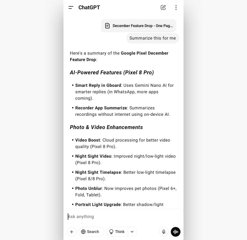 chatgpt consequence connected android