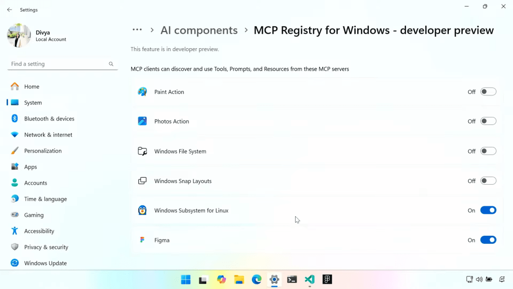 MCP registry for Windows
