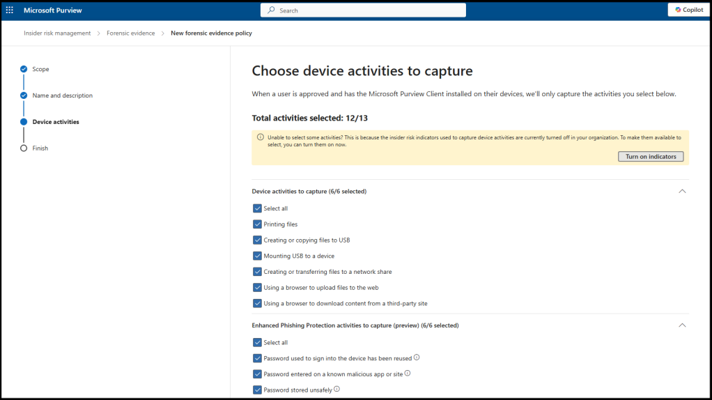 Forensic policies for Microsoft 365