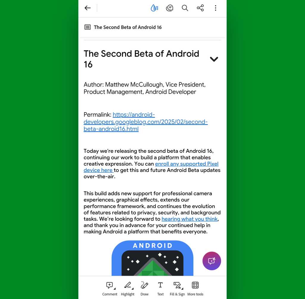 Android view, sign, edit PDFs: Adobe Acrobat viewer (liquid)