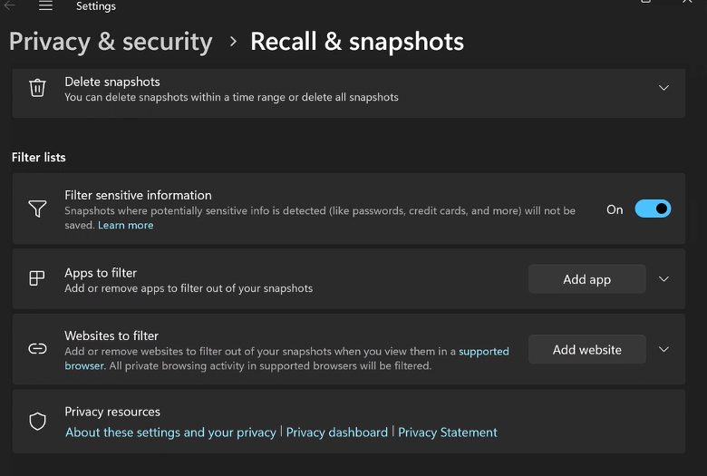 Windows 11 24H2 Security: Recall and Snapshots