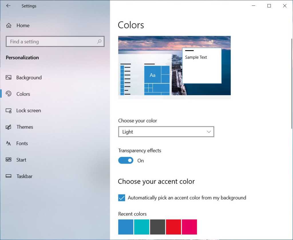 disabling transparency effects successful windows 10