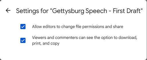advanced share permissions pane in google docs