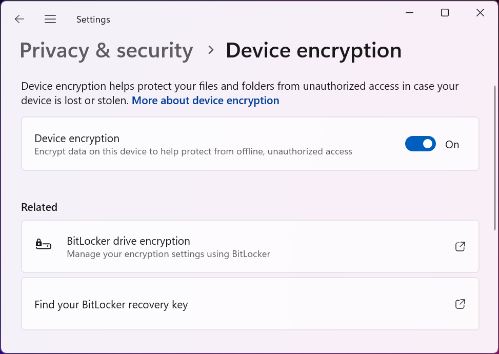Windows device encryption