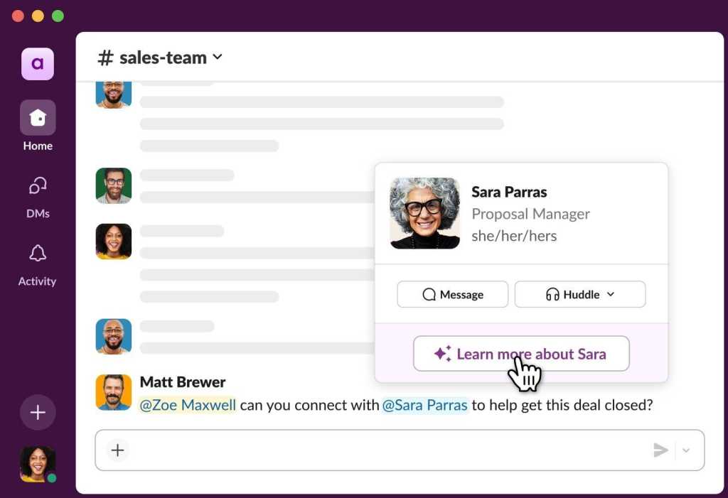 Slack AI-based profile summaries