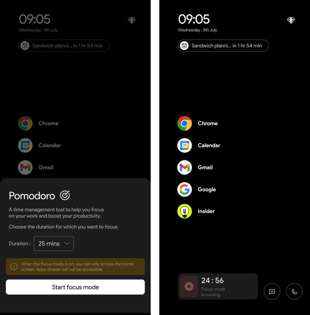 Android minimalist launcher: Flow focus mode