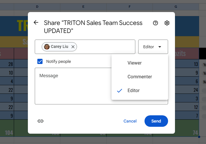 share screen in google sheets