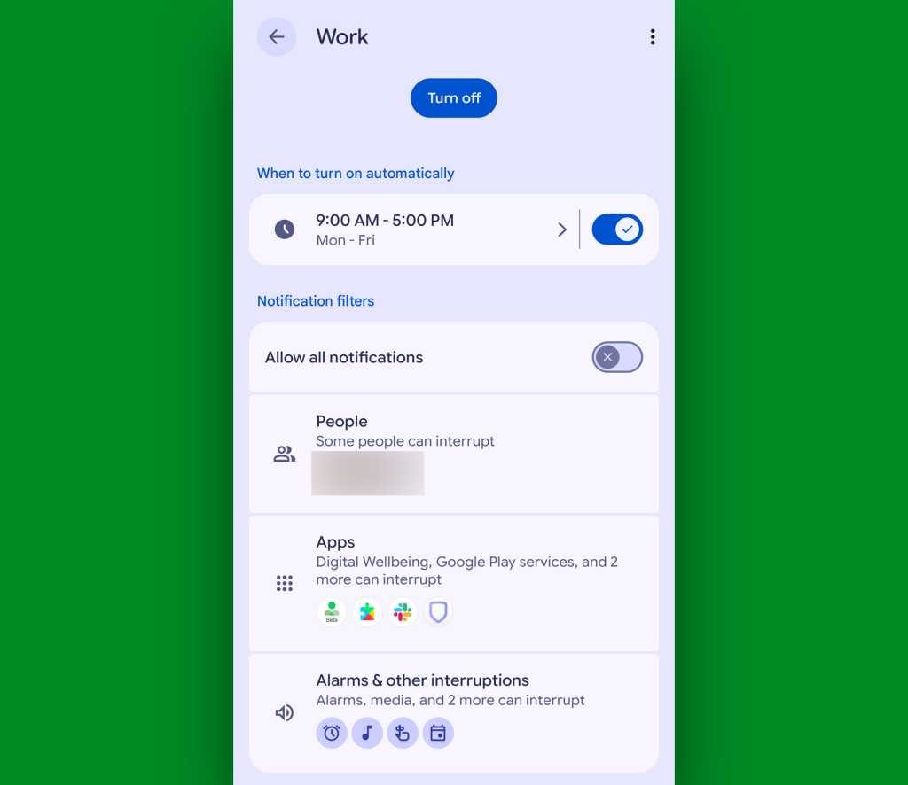 Android Modes: Custom work mode