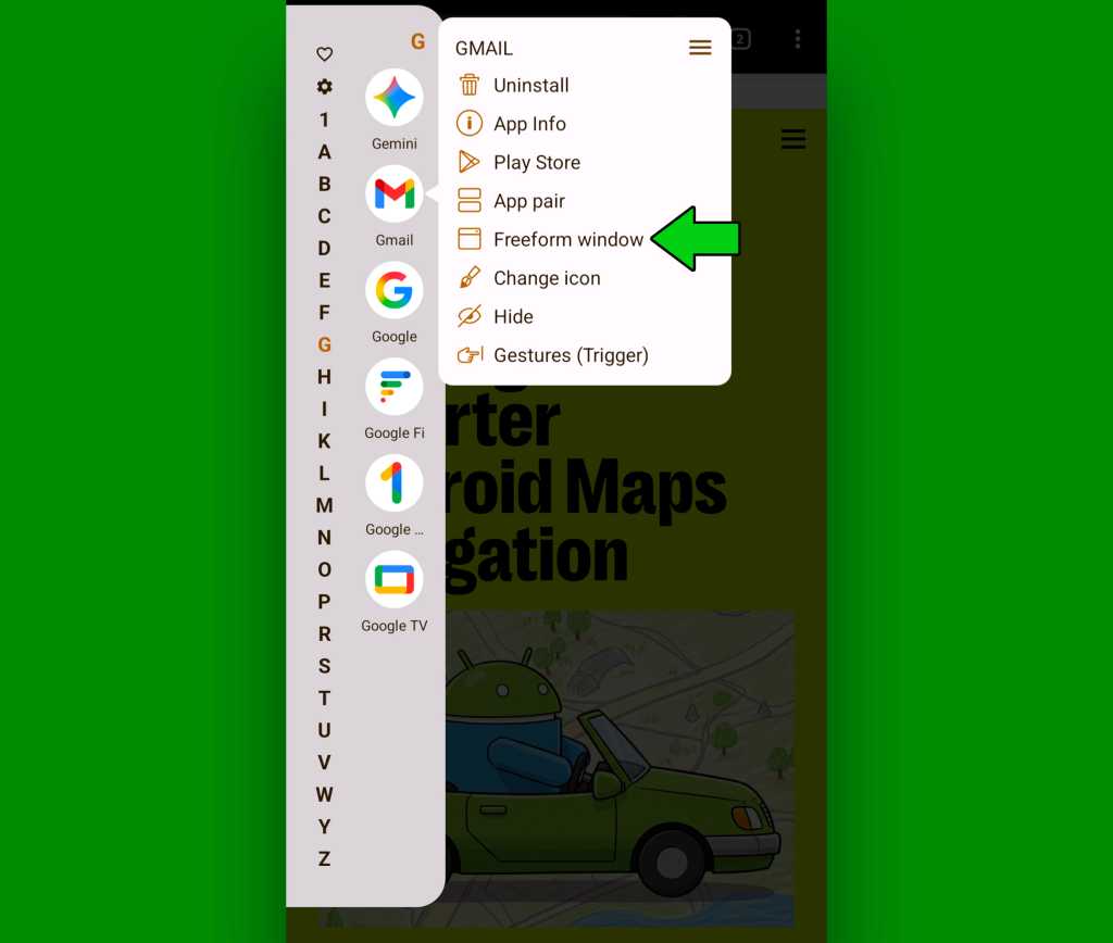 Android multitasking — freeform window option