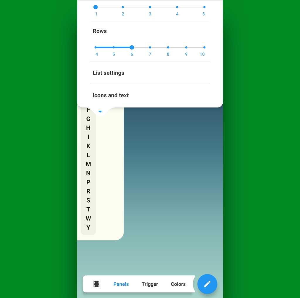 Android multitasking — freeform window: Panels setup (rows)