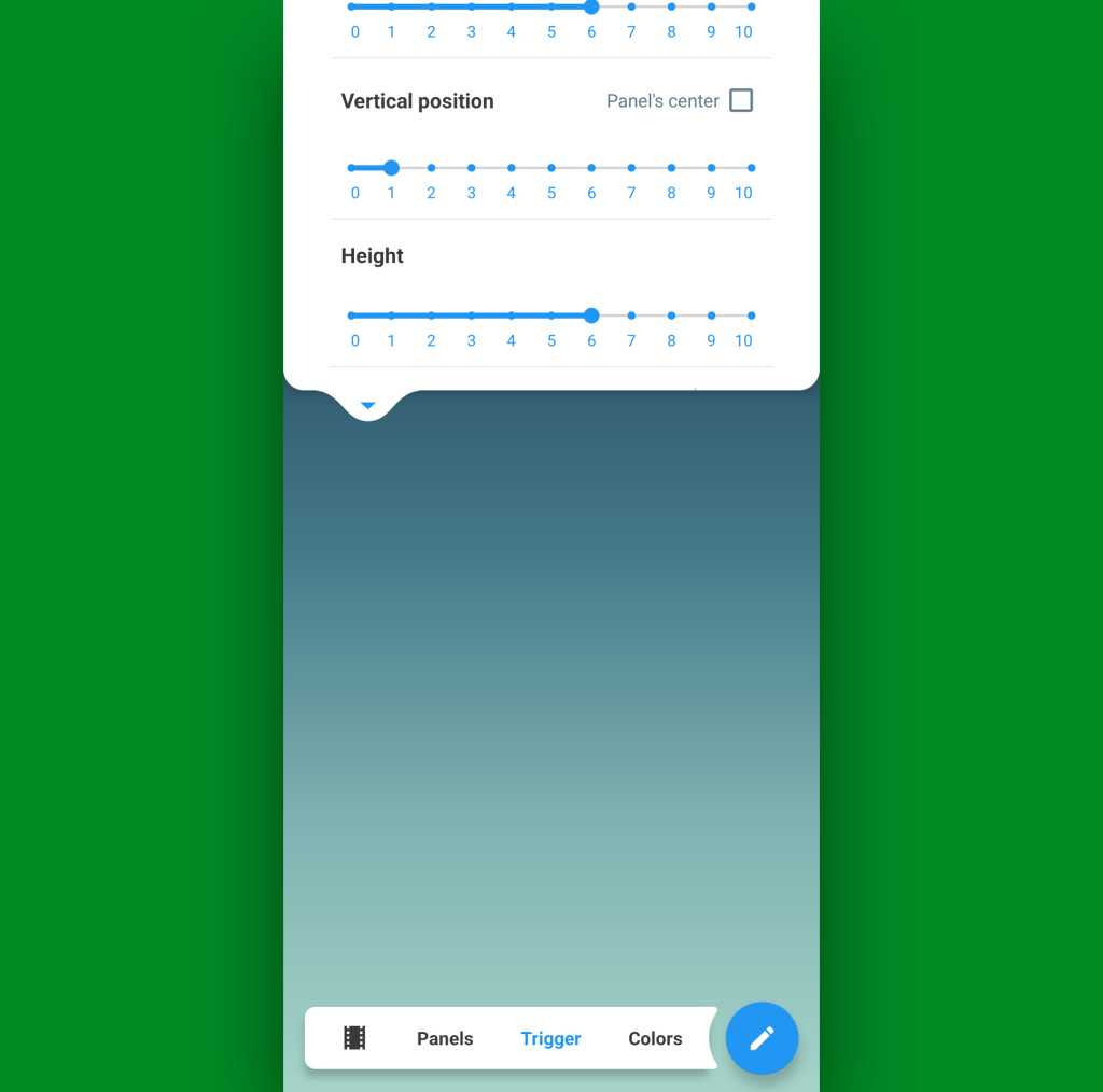 Android multitasking — freeform window: Panels setup (vertical position)