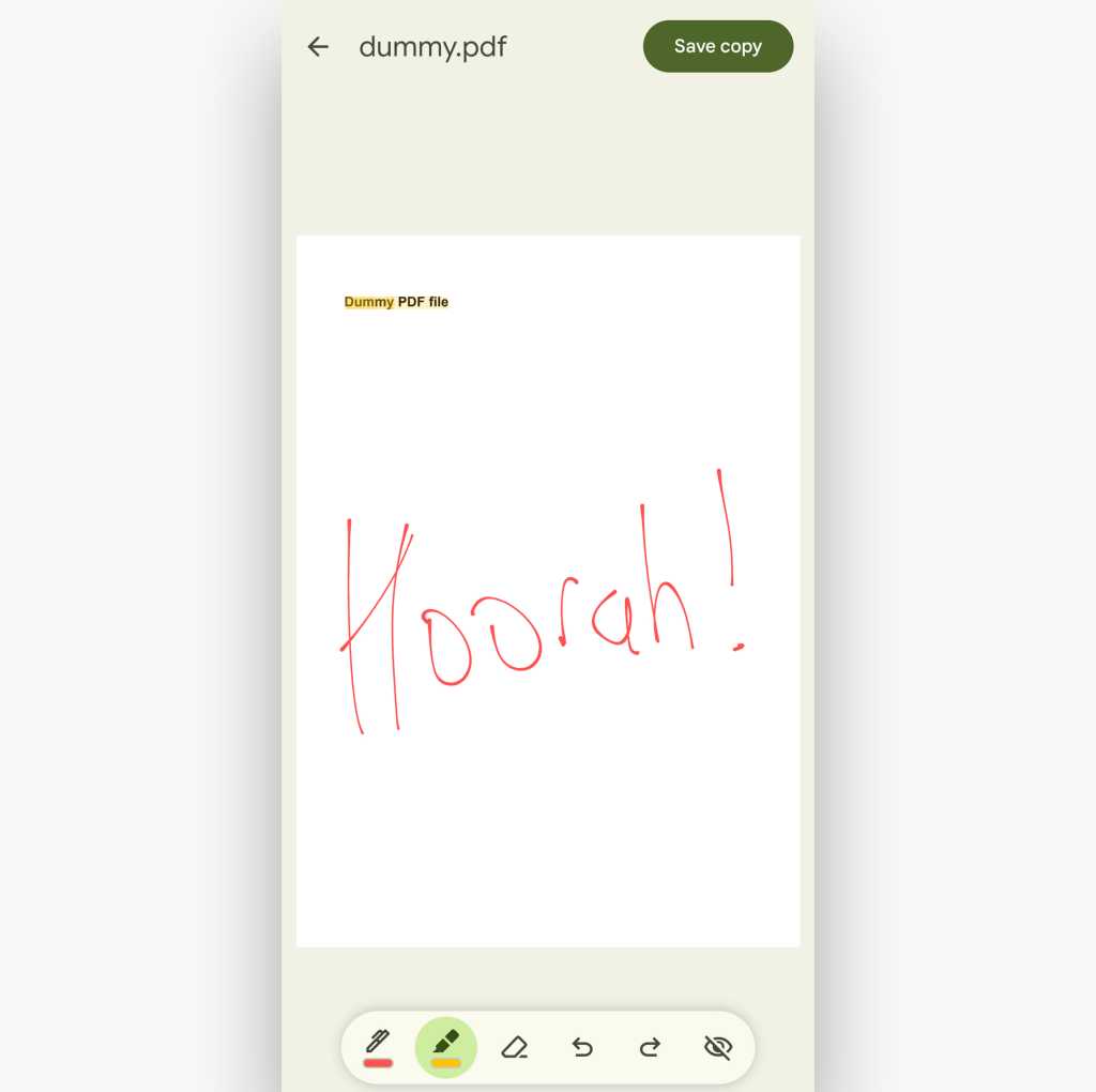 marked up pdf in chrome android browser