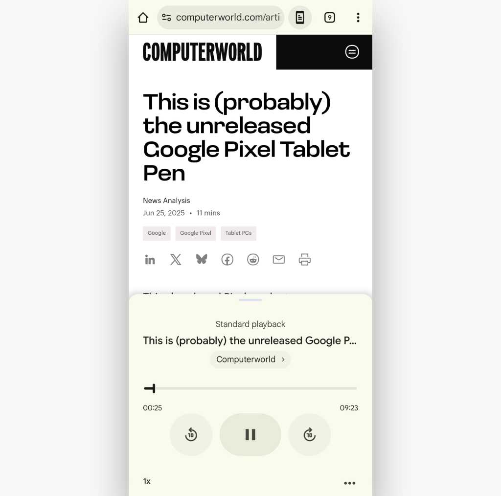 web page audio playback controls in chrome for android