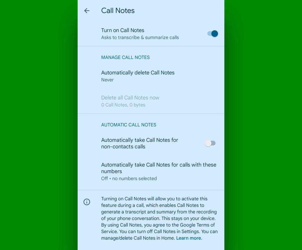 Google Pixel Phone features: Call Notes
