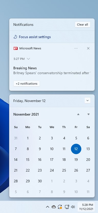 windows 11 notifications pane