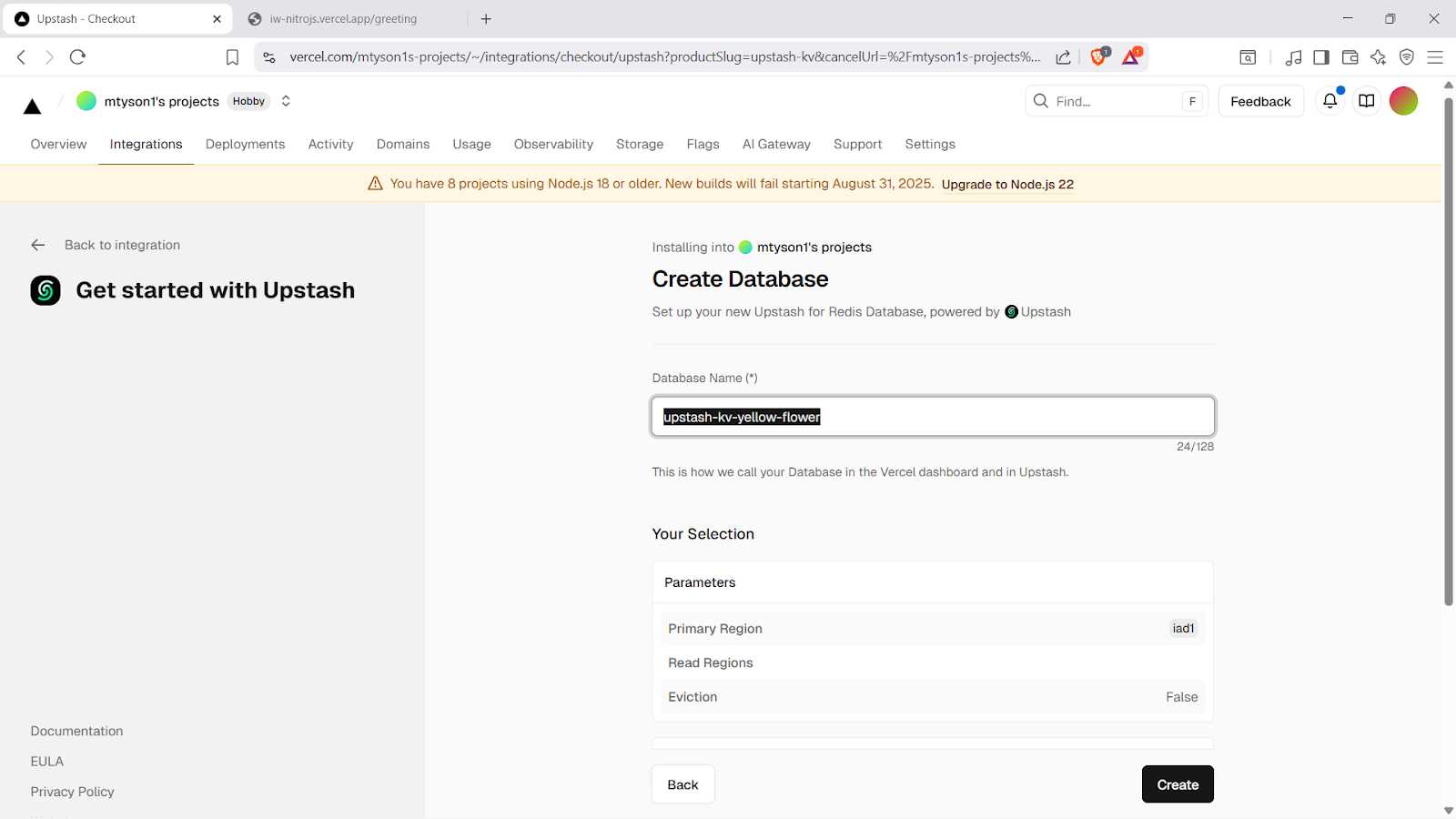 Create a new database.