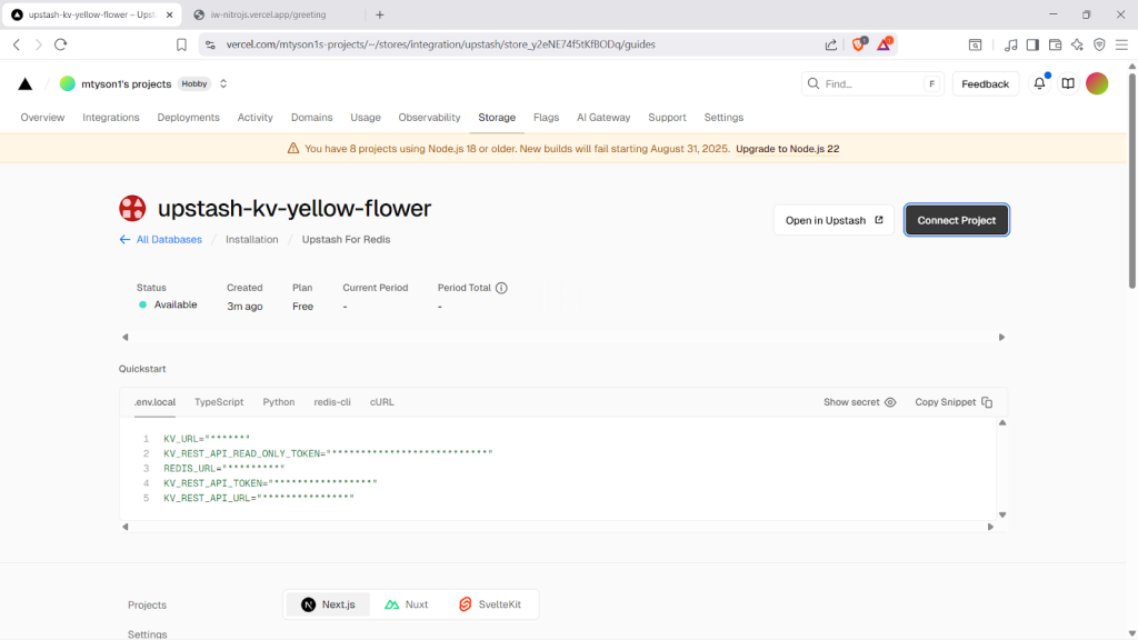 Connect the Nitro project to the database.