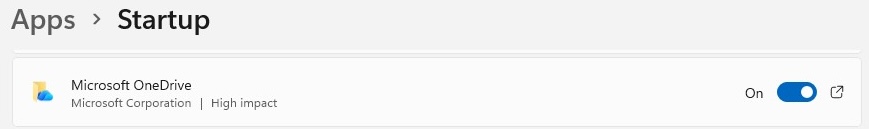 Pantalla de aplicaciones de inicio de Windows 11 con onedrive