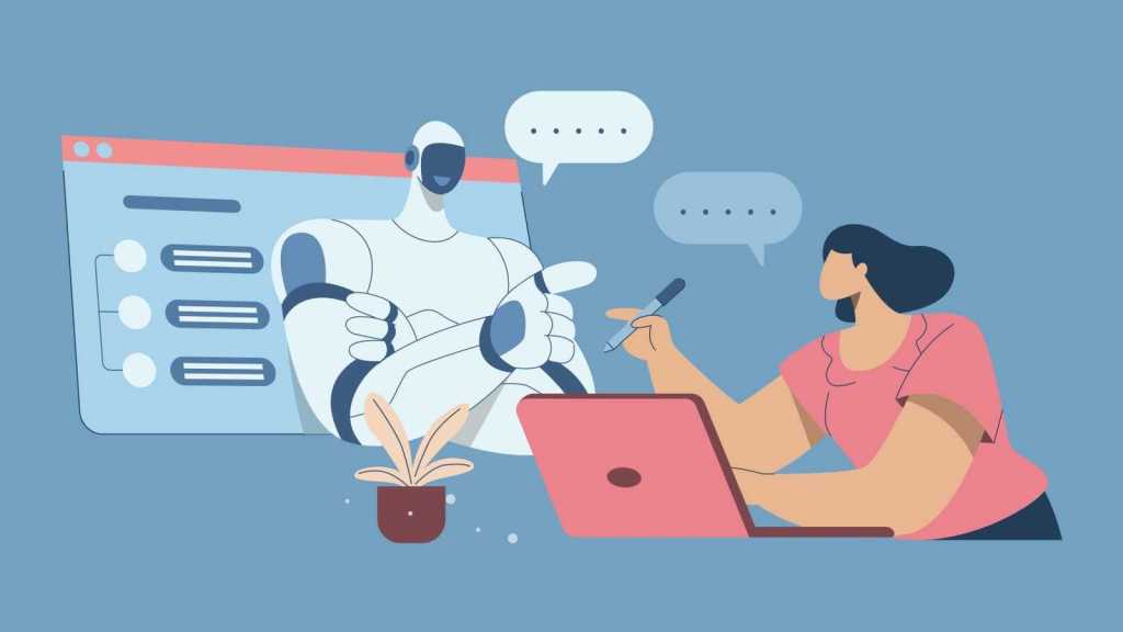 Frau fragt KI-Chat nach Informationen