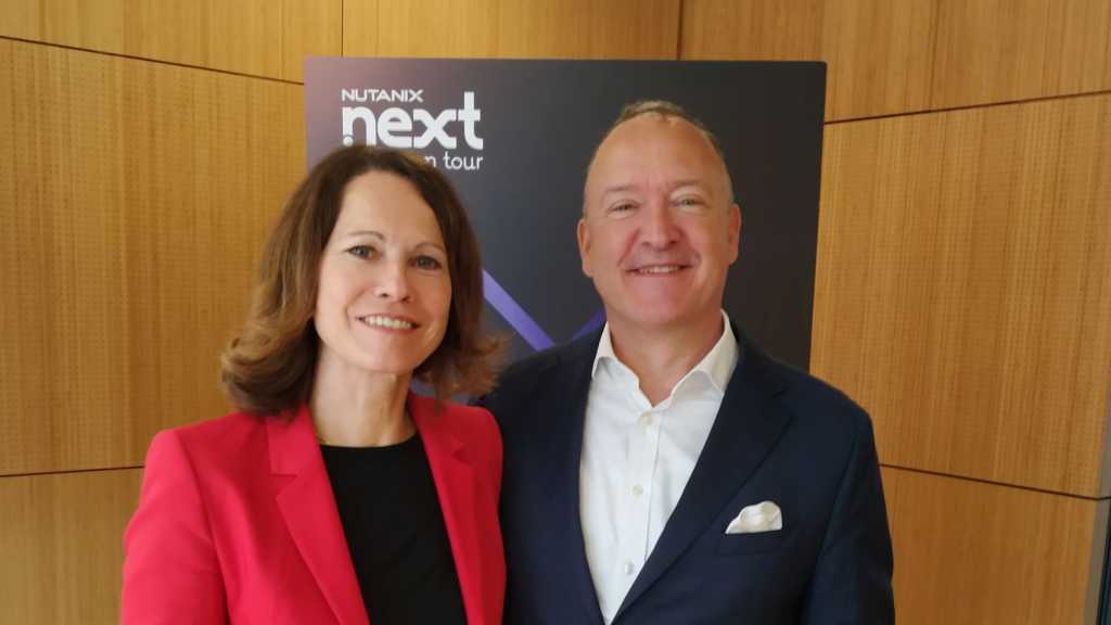 Nutanix-Manager Christine Hensel und Thomas Herrguth auf der Partnerveranstaltung in Darmstadt 2025