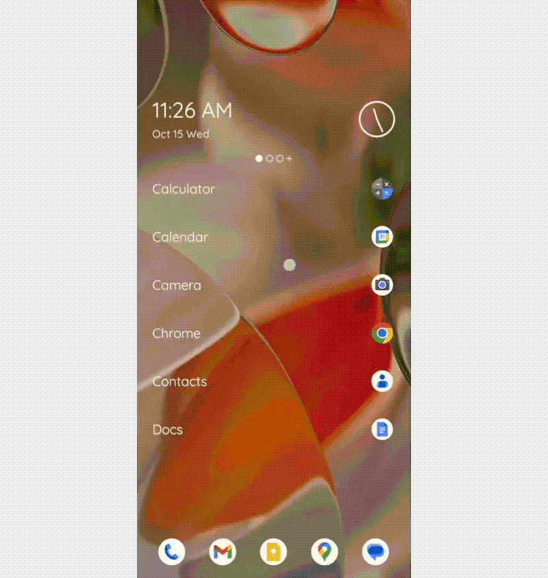 animation of writing a g on android home screen with rez launcher