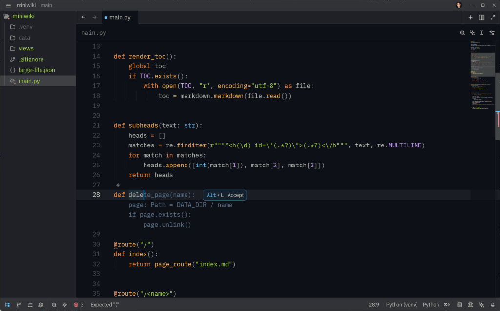 A screenshot of the Zed editor showing a series of edit predictions.