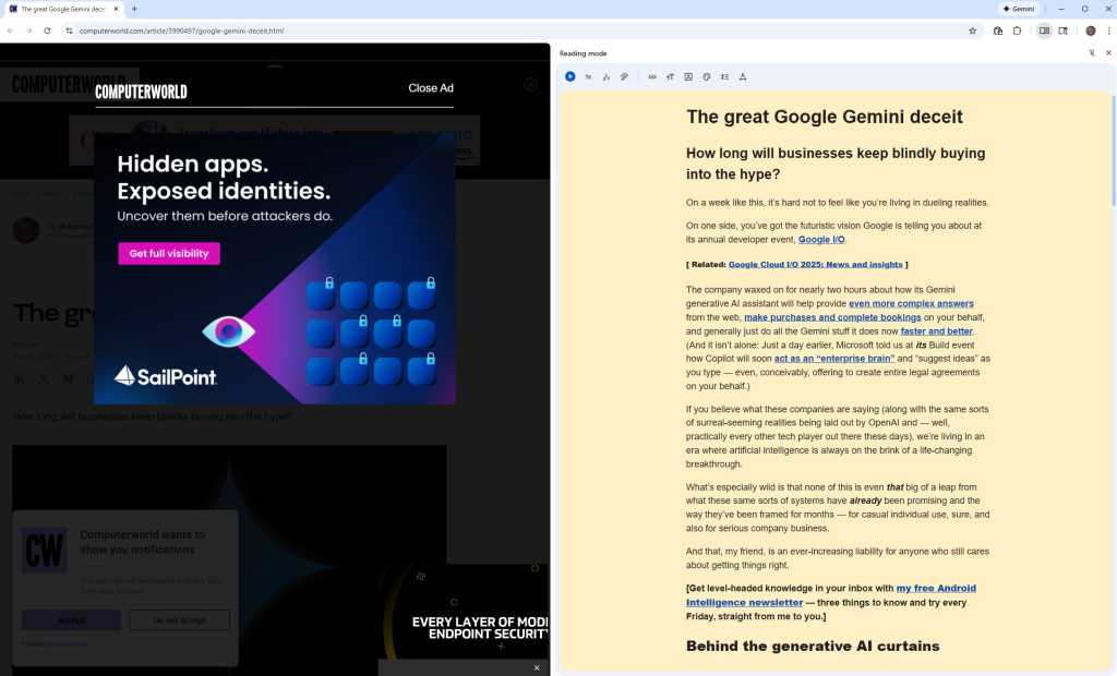 Google Chrome Browser: Reading mode