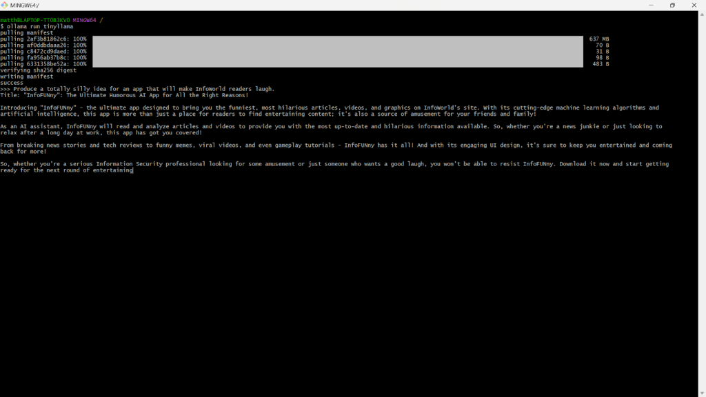 A screenshot of the Ollama CLI.