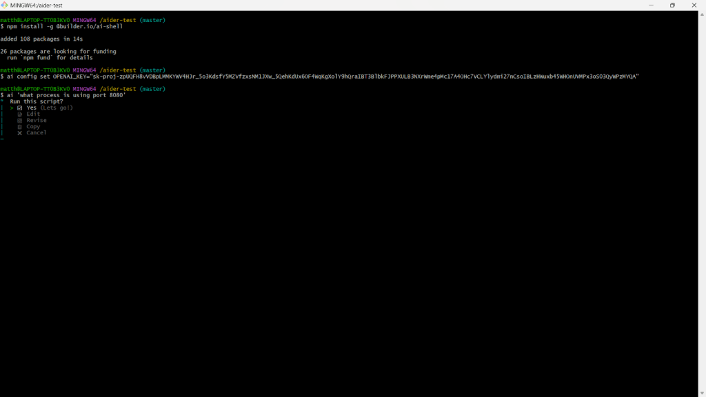 A screenshot of AI Shell.