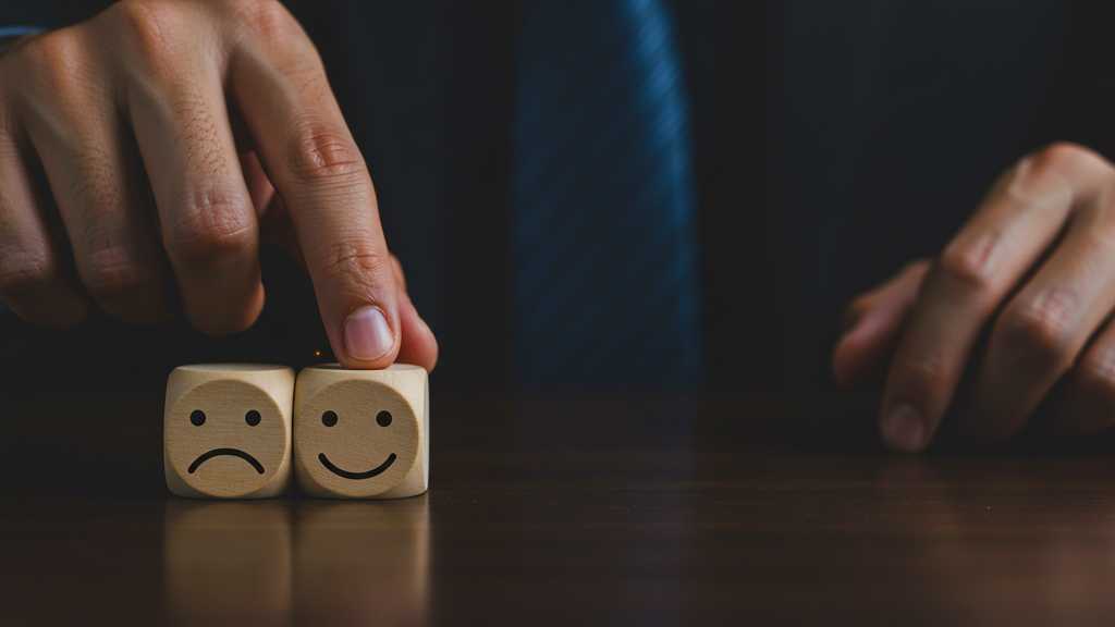 Würfel mit Smiley und Gegenteil davon