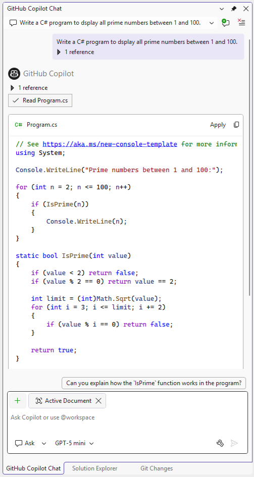 GitHub Copilot generate code