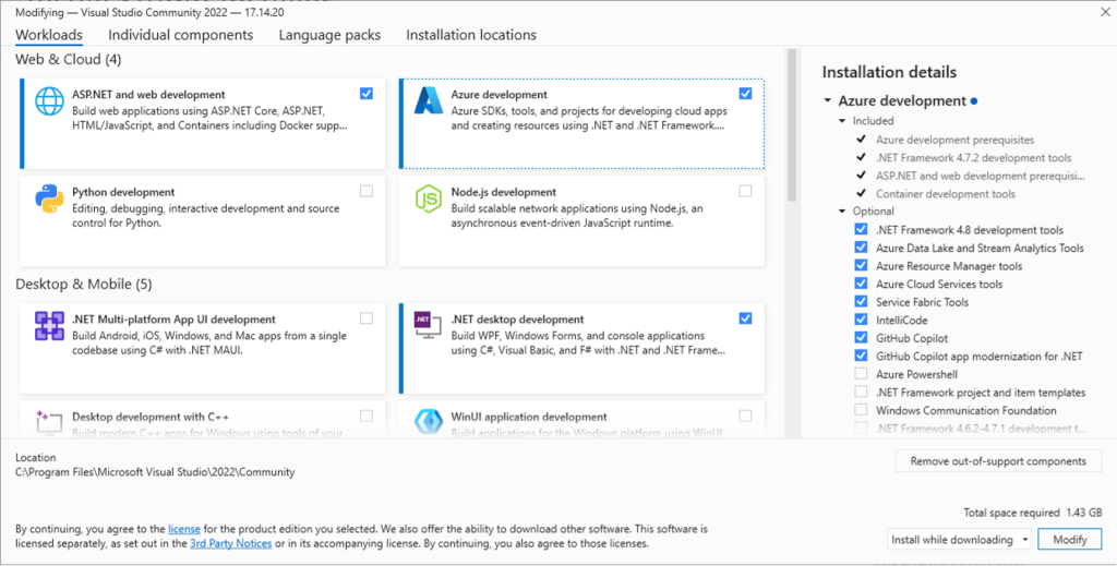 Visual Studio Installer - GitHub Copilot