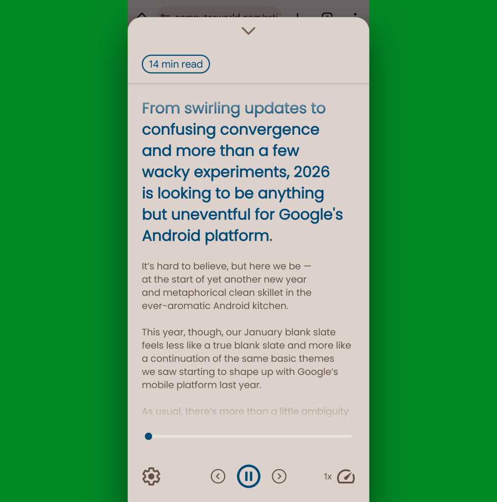 Android Reading Mode: Audio