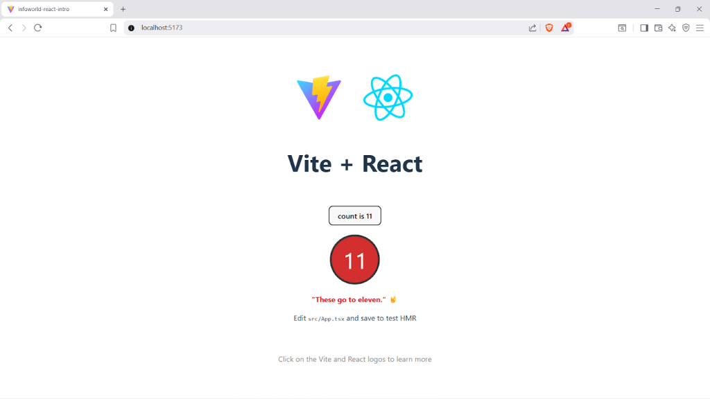 A screenshot of the running demo app built with Vite and React.