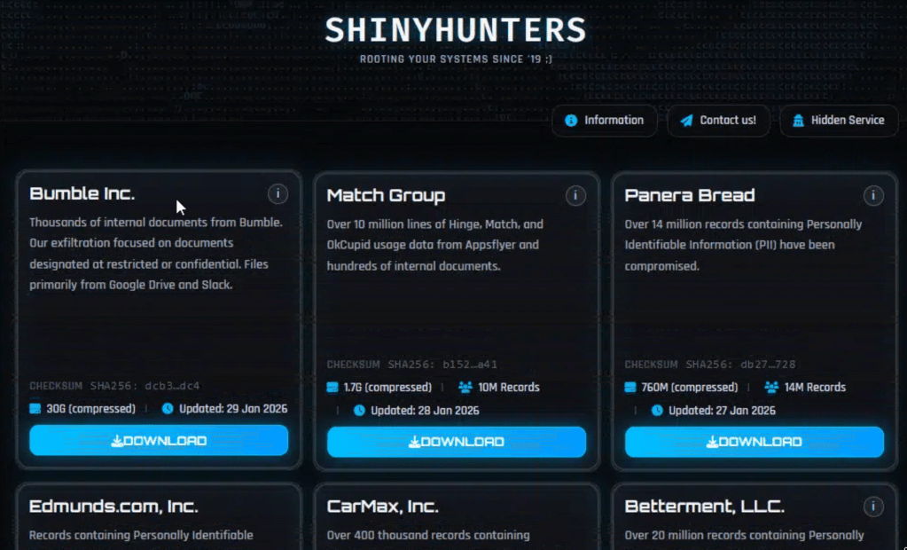 ShinyHunters data dump