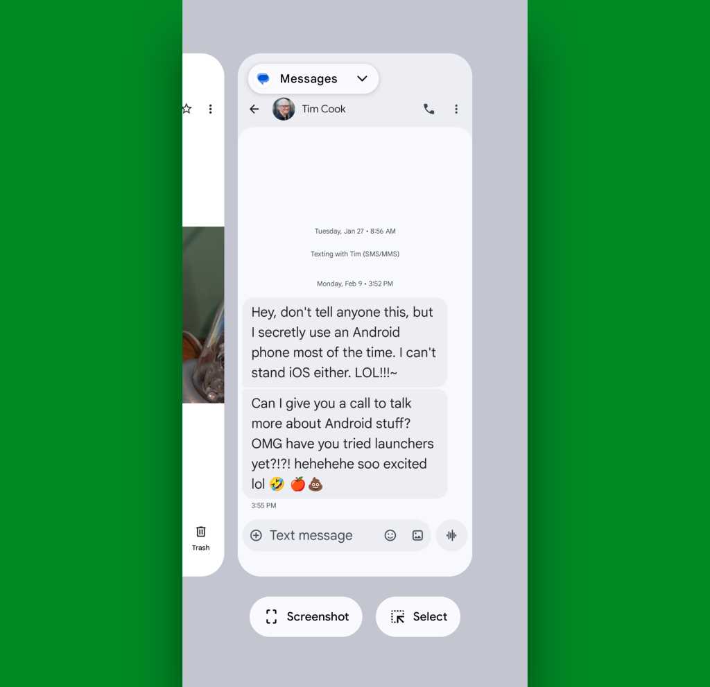 Android Google Messages — select text: Pixel Overview