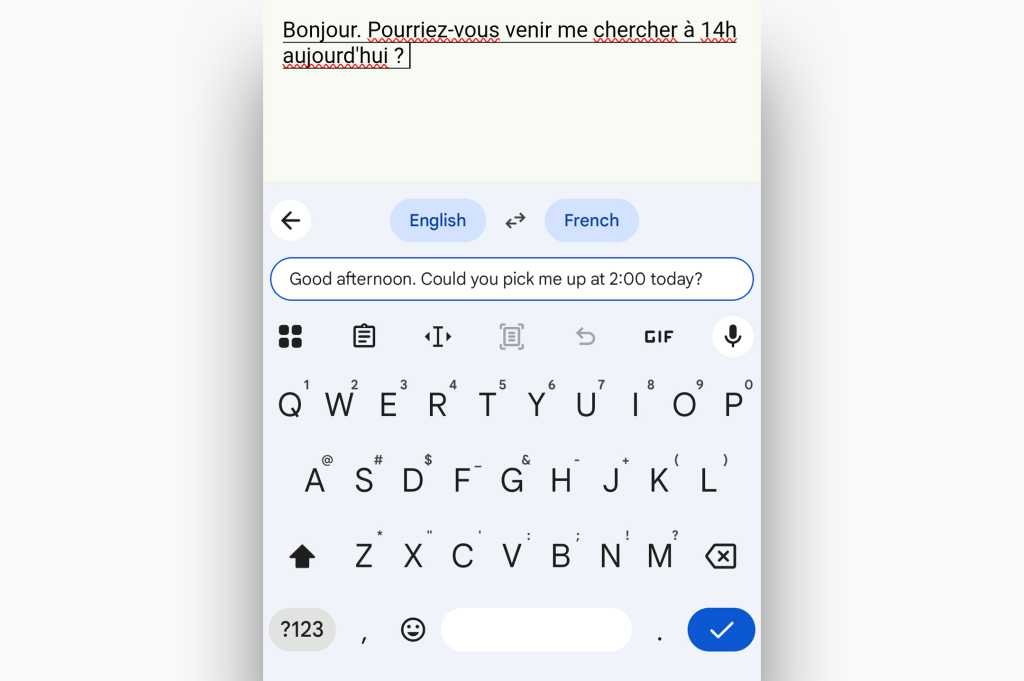 gboard keyboard app with english to french translation