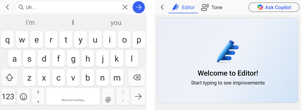 bing and copilot integrations in swiftkey keyboard app