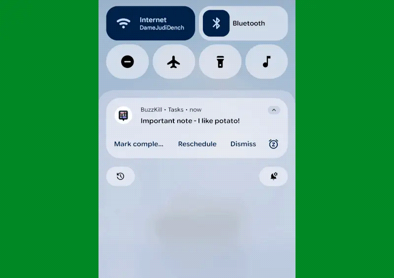 Android notifications: Sticky (BuzzKill setup)