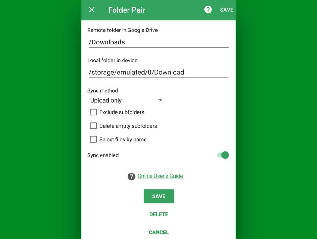 Android sync downloads to Google Drive — Autosync