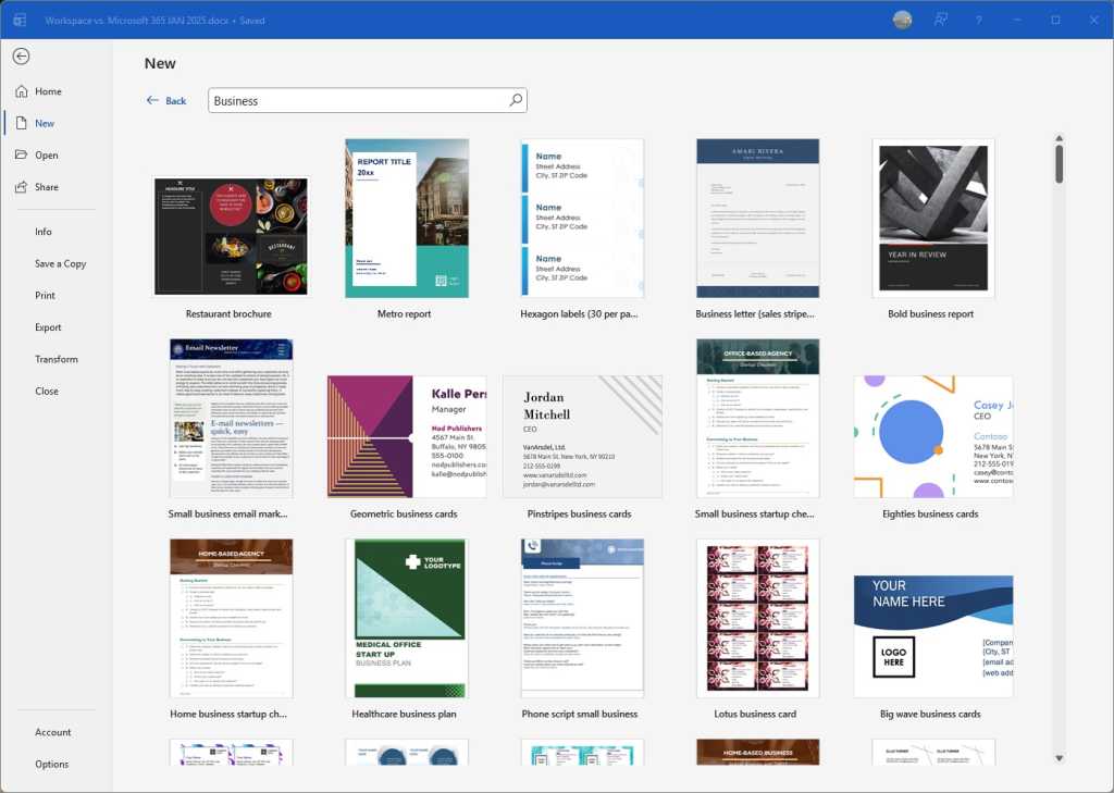template gallery in microsoft word